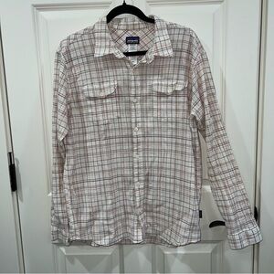 Patagonia Steersman Shirt Mens Large Button Up Crinkle‎ Finish Cotton Plaid